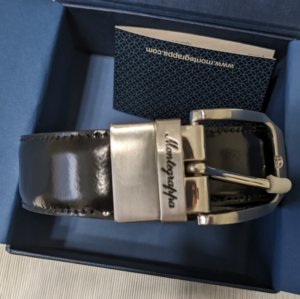 Montegrappa Italian Leather Black/Blue Belt
